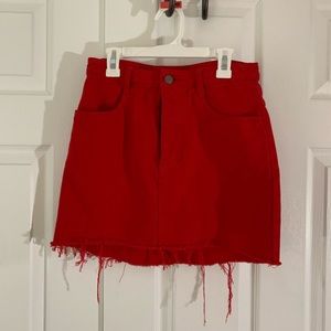 John Galt Red Denim Skirt